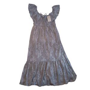 Joie Womens Small Dress Midi Dress Scoop Neck Ruffle Sleeve Semi Sheer Flowy